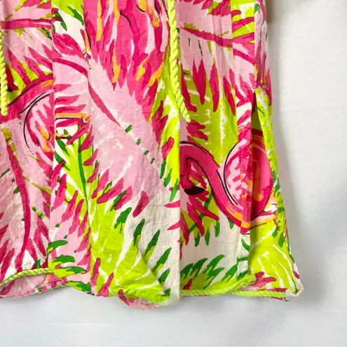 Buckhead Betties Pink & Green Flamingo Feathers Long Sleeve Dress M