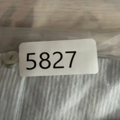 Holding Horses Shirt Womens Small Blue White Striped Crochet Button Down Top