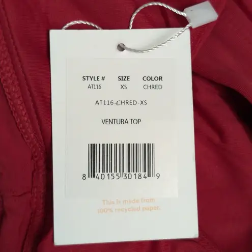 ANDIE Ventura Top Bikini Cherry Red Sporty Swim XS New