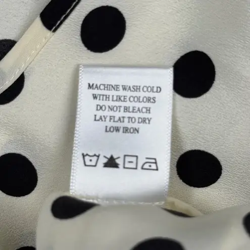 Retro Betty Blouse Polka Dot V Neck Dolman Sleeve Smocked Waist Pinup Rockabilly White Size M