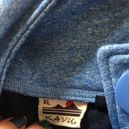 KAVU Heather Blue Thea Brushed Fleece Pullover Sweatshirt Sz. XL Pockets Casual