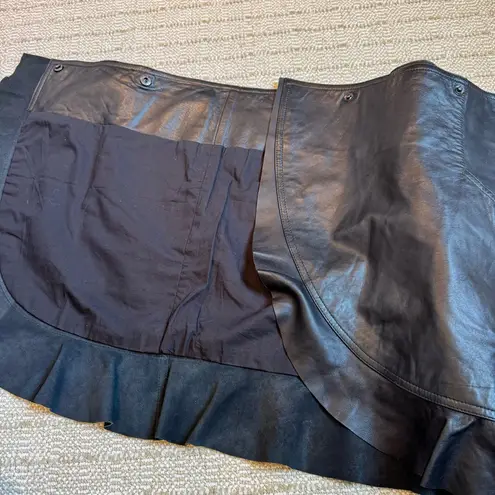 Isabel Marant NWT Qing Belted Ruffle Leather Black Mini Skirt