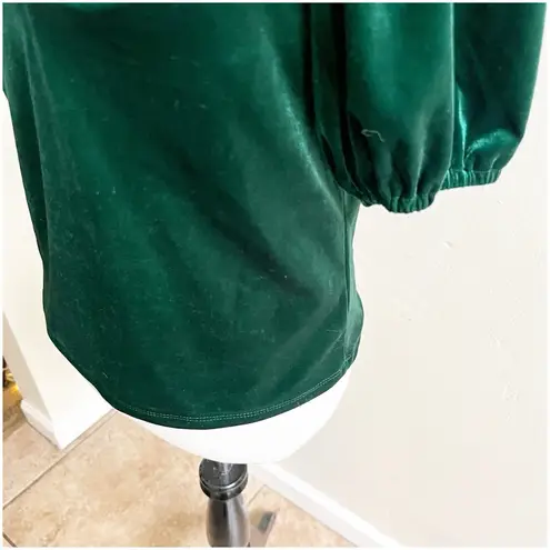 Rachel Roy Green Velvet Puff Sleeve Blouse Size Medium Sweetheart Neckline