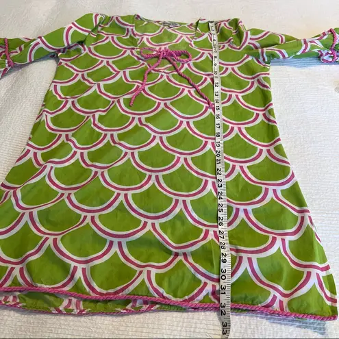 Buckhead Betties Swim coverup green and pink ruffle sleeves M