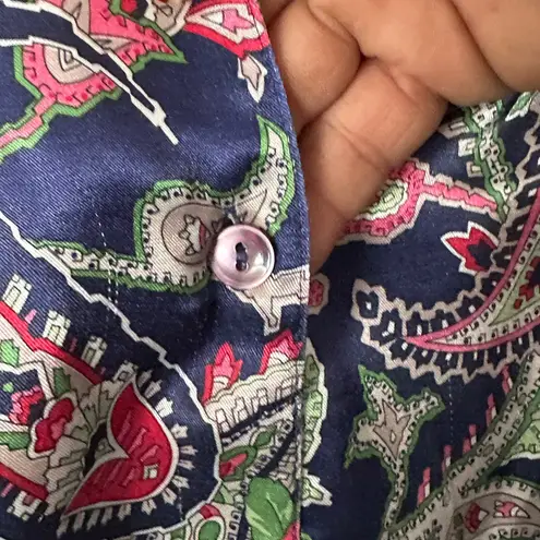 Allison Smith Floral Paisley Satin Nightshirt Nightgown Large Sleepwear Lounge Blue