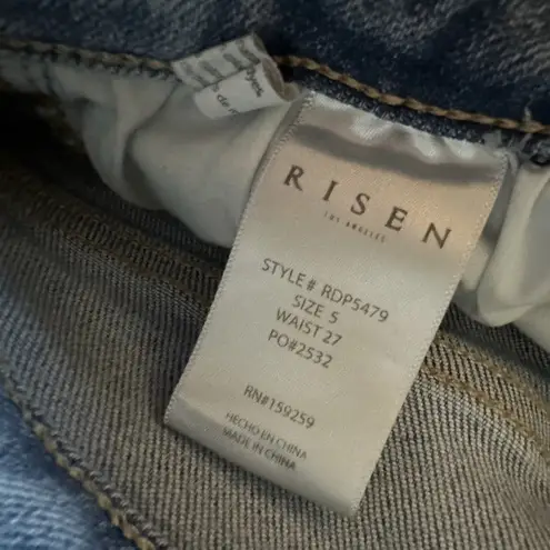 Risen Jeans Size 5 27 Blue Low Rise Raw Hem Ankle Straight Denim Pants
