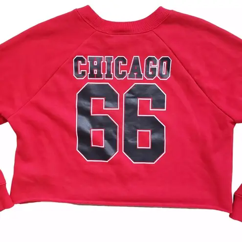 Nba Chicago Bulls Crop Sweatshirt Womens Large Red Crewneck Long Sleeve Logo