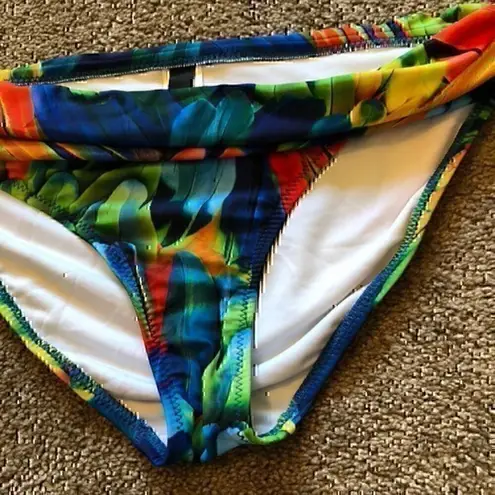 ABS Allen Schwartz NEW NWT Navy Blue Green Tropical Parrot Boho Bikini Bottom 14