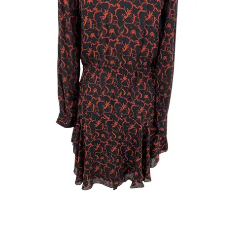 ALC Frank A.L.C. Legend Dress Silk Long Sleeve Paisley Print Rust Black Size 6