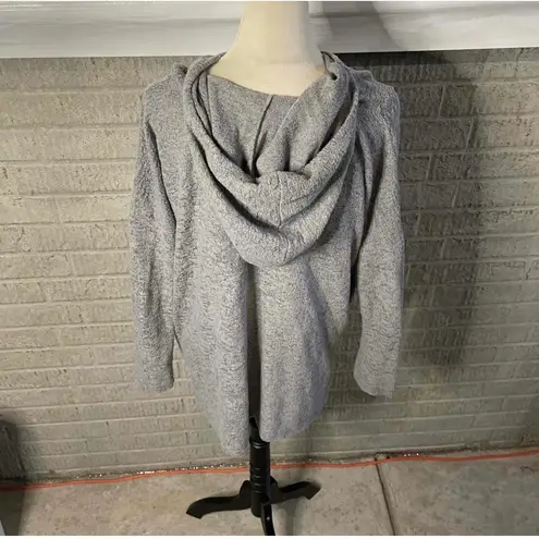 Bobeau Gray Marled Knit Cowl Neck Hoodie Sweater Top Women's L G