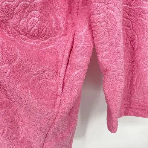 BERKSHIRE HOMEWEAR Embossed Spa Knit Cascading Cardigan Topper Pink Size Medium