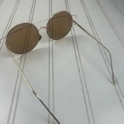 Gold Round Metal Frame Sunglasses Unisex Brown Tint Lenses Vintage Style