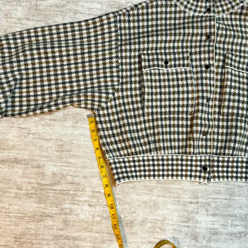 Marled Women’s XL Green Brown Houndstooth Plaid Jacket Pants Set Wide Leg Retro