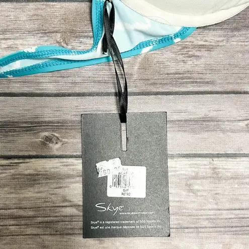 Skye Turquoise Green White Chevron Push Up Halter Underwire Bikini Top NWT Small