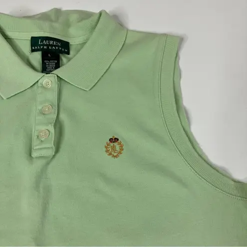 Lauren Ralph Lauren | Green 100% Cotton Sleeveless Polo Shirt Tank Top L Size L