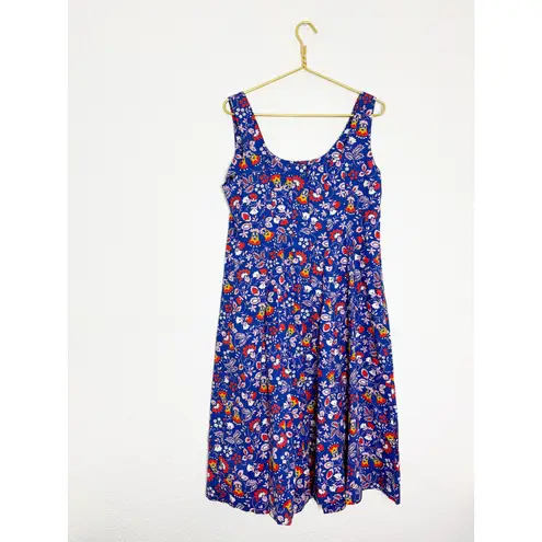 Boden Sabina Midi Dress Size 12R Blue Floral Aline Sleeveless Preppy Cocktail
