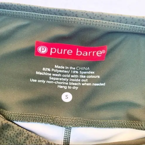 Pure Barre  Wanderlust Green Leggings Black Pebbled Small