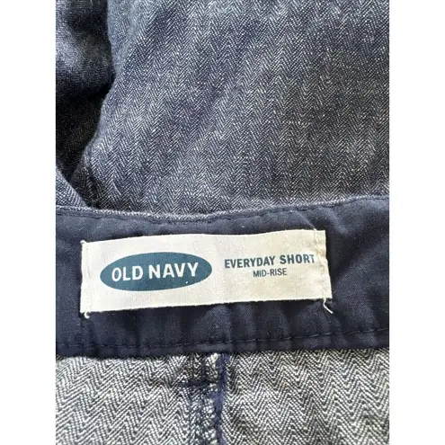 Old Navy Everyday Shorts Blue Linen Cotton Blend Size 16 Chambray Zip Fly