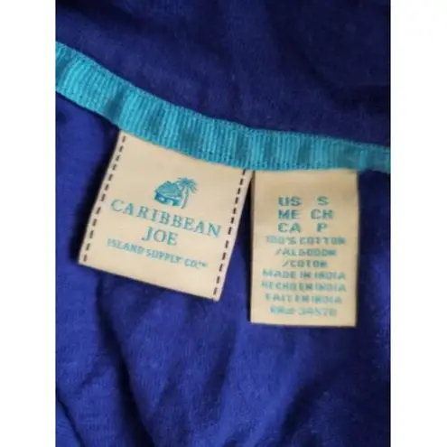 Caribbean Joe  Women's Shirt size Small Blue Long Sleeve Cotton Half-Zip Collared