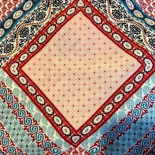 Grand & Greene off the shoulder ruffled sleeves w/ pom pom trim cute & colorful Red Size L