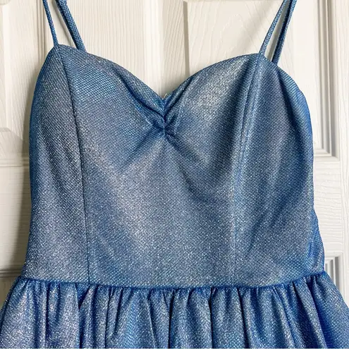 I.N. San Francisco Blue Sparkly Bubble Dress Juniors 8th Grade Dance Homecoming HOCO