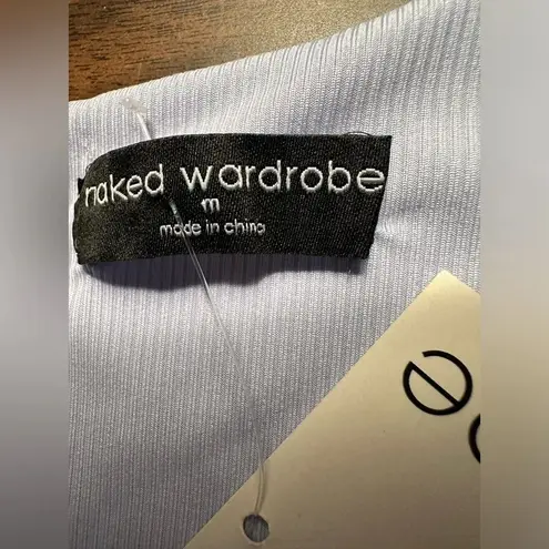 Naked Wardrobe Microrib One-Shoulder Crop Tank in light lavender