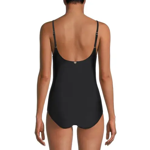 Catherine Malandrino Black One Piece V-Neck Ruffle Front Swimsuit Size Small