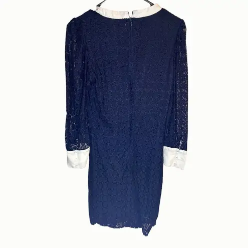Riley & Rae Dress Medium Navy Lace with White Collar Cottagecore Preppy