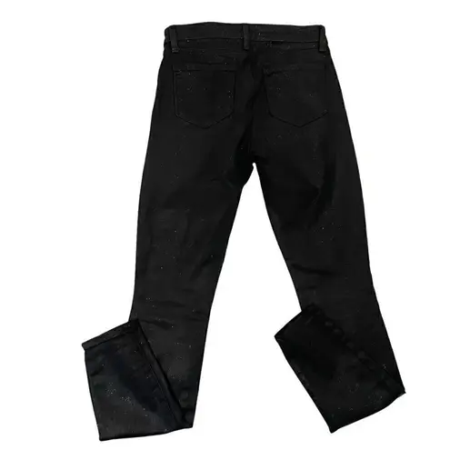 L'Agence Glitter Metallic Fleck Coated Skinny Jeans Designer Black size 26
