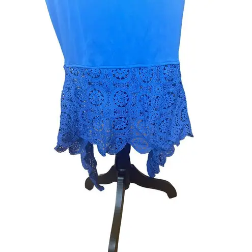 None Royal Blue Sleeveless Dress with Lace to shoulders and base of dress *Never Worn