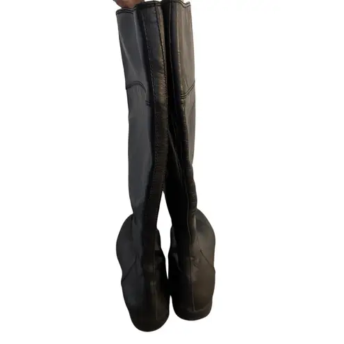 Arturo Chiang Black Leather Riding Knee High Boots Womens 8.5 MW Side Zip