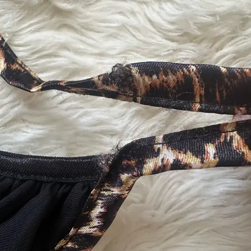 Pinup Couture Dixiefried Dress Halter Satin Cheetah Leopard Print Vintage Sz S Multiple