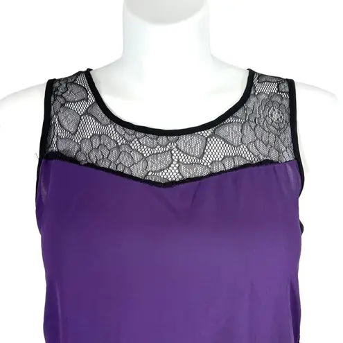 Mossimo Womens Blouse Top Flyaway Nearly Sheer Lace and Chiffon Purple Large