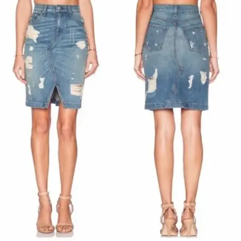 Rag and Bone  “Shredded” Denim Skirt