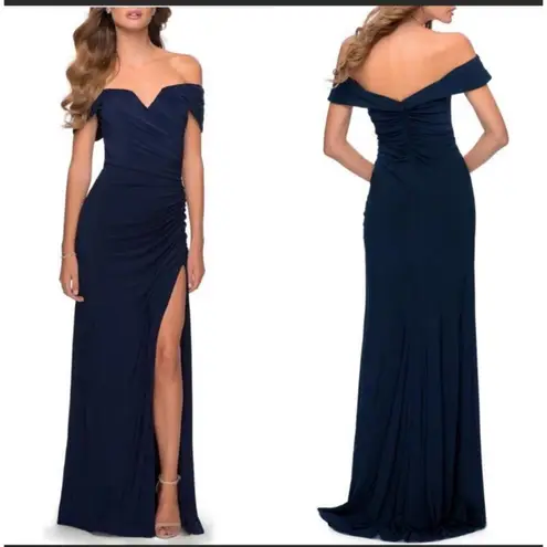 La Femme  Off Shoulder Jersey Gown Navy size 2