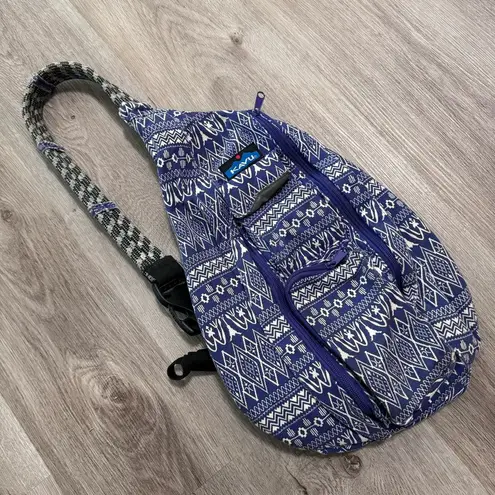 KAVU  Rope Sling Bag Purse Purple Geometric Design Diamonds