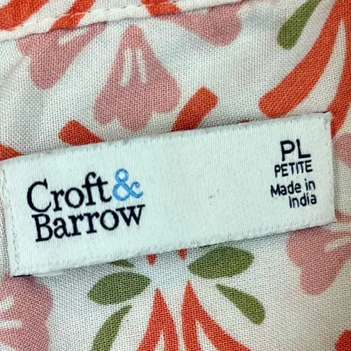 Croft & Barrow  Floral Short Sleeve Button Up Petite Large