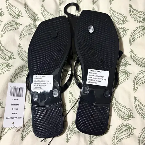 BCBGeneration  Glossy Black Jelly Bow Sandals Shoes Lima 7 NWT