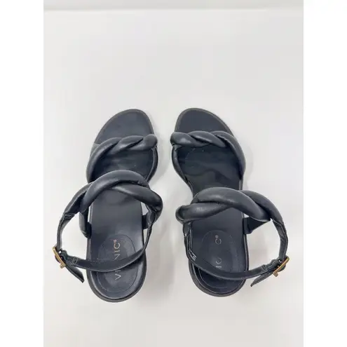 Vionic Angelica Womens Sandals Black Leather Slingback Puffy Kitten Heels US 7 M