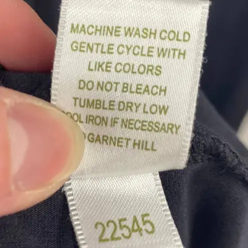 Garnet Hill Faux Wrap Dress Mini Black Cotton Stretchy Jersey Knit Womens Medium