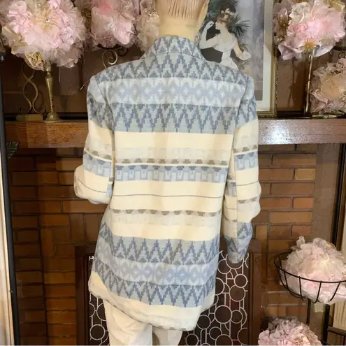 BRAETAN VINTAGE 1990'S CREAM, BLUE & BROWN SOUTHWEST PRINT WOOL BLEND BLAZER (M) Size M