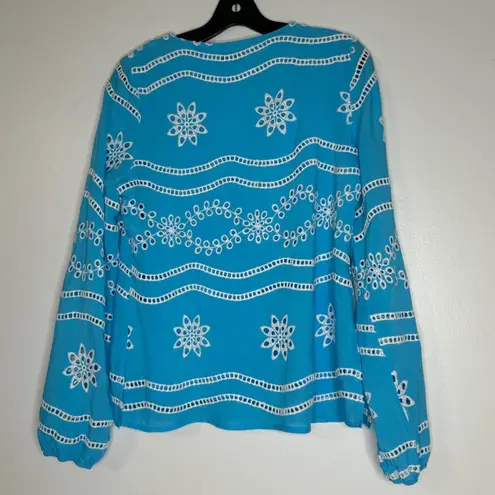 Boston Proper Turquoise & White Beaded Eyelet Tunic Women’s M