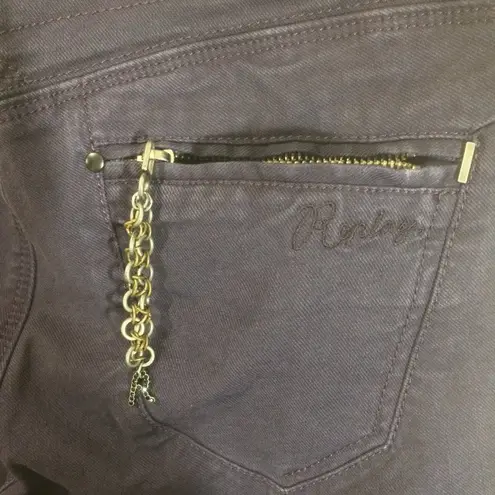 Replay women's 28 straight stretch "PAUBDUL" Paula Abdul zip chain skinny jeans Purple