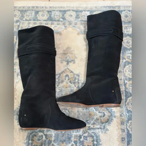 Chloé Chloe Black Suede knee Hig Buckle Boots Size 38/7.5