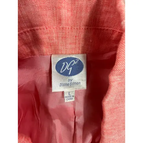 DQ2 by Diana Gilman Pink Linen Blend Blazer Jacket Women Size L Light Academia Size L