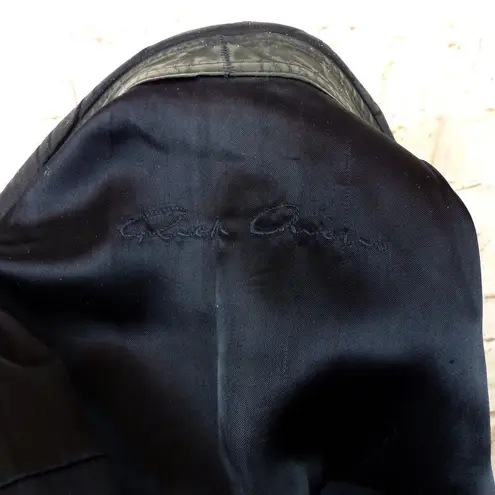 Rick Owen Distress Lamb Leather Jacket Women 6US Black Open Front Goth Y2K FLAWS Size 6