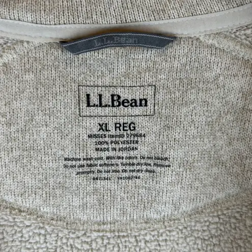LL Bean Women's Oatmeal Fleece Full Zip Up Jacket Size XL Regular White thumbnail 4