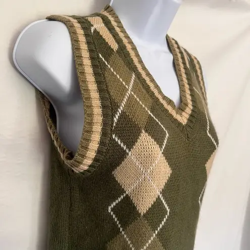 Say What? Say What? Y2K Argyle Crop Sweater Womens Vest Sz S Preppy Academia Knit Retro