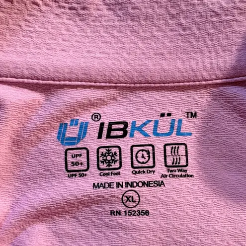 IBKUL Textured Solid UPF50+ 1/4 Zip Long Mesh Sleeve Sun Shirt in Soft Pink~XL💛 Pink
