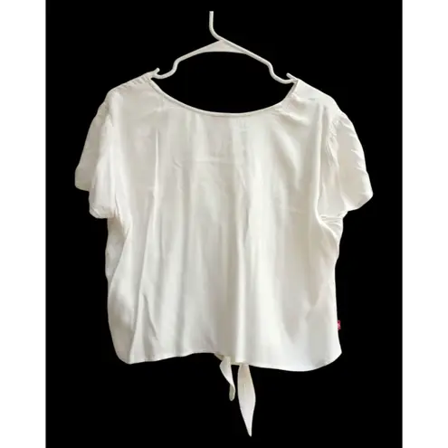 Mossimo Top Tie Waist Button Up Women's White Size L Size L